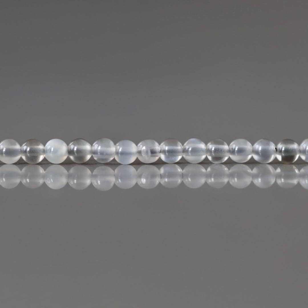 2mm Gray Moonstone Beads ‚Äì Tiny Smooth Round Natural Gemstone 15" Strand