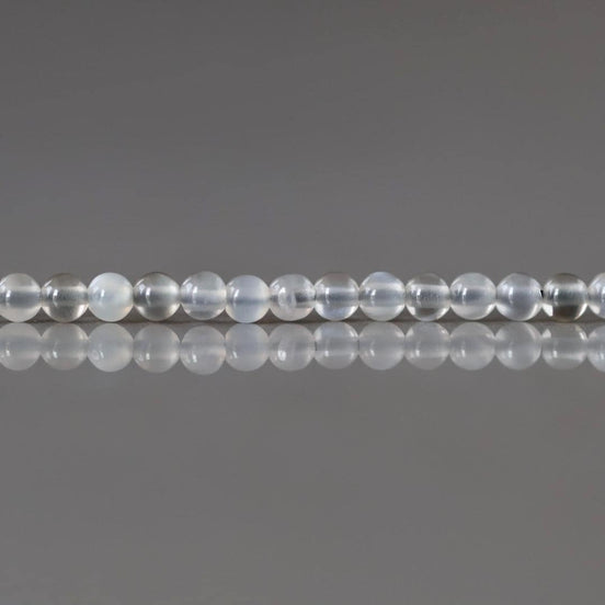 2mm Gray Moonstone Beads ‚Äì Tiny Smooth Round Natural Gemstone 15" Strand