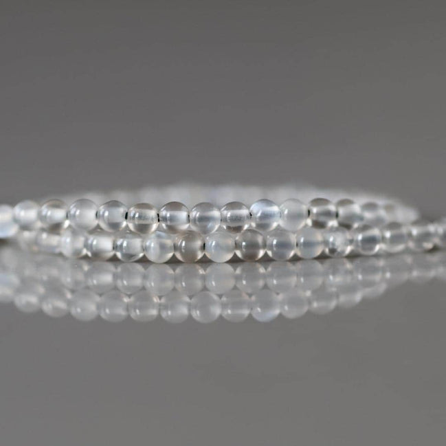 2mm Gray Moonstone Beads ‚Äì Tiny Smooth Round Natural Gemstone 15" Strand