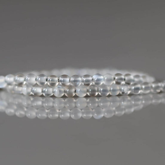 2mm Gray Moonstone Beads ‚Äì Tiny Smooth Round Natural Gemstone 15" Strand