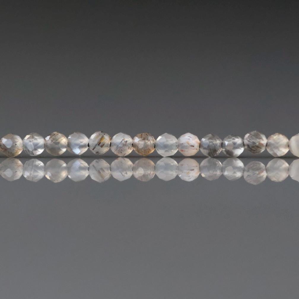 2mm Gray Sunstone Faceted Beads 15" Genuine Gemstone Beads for Jewelry Making Beading Craft Gift Beads Self-Love Abundance