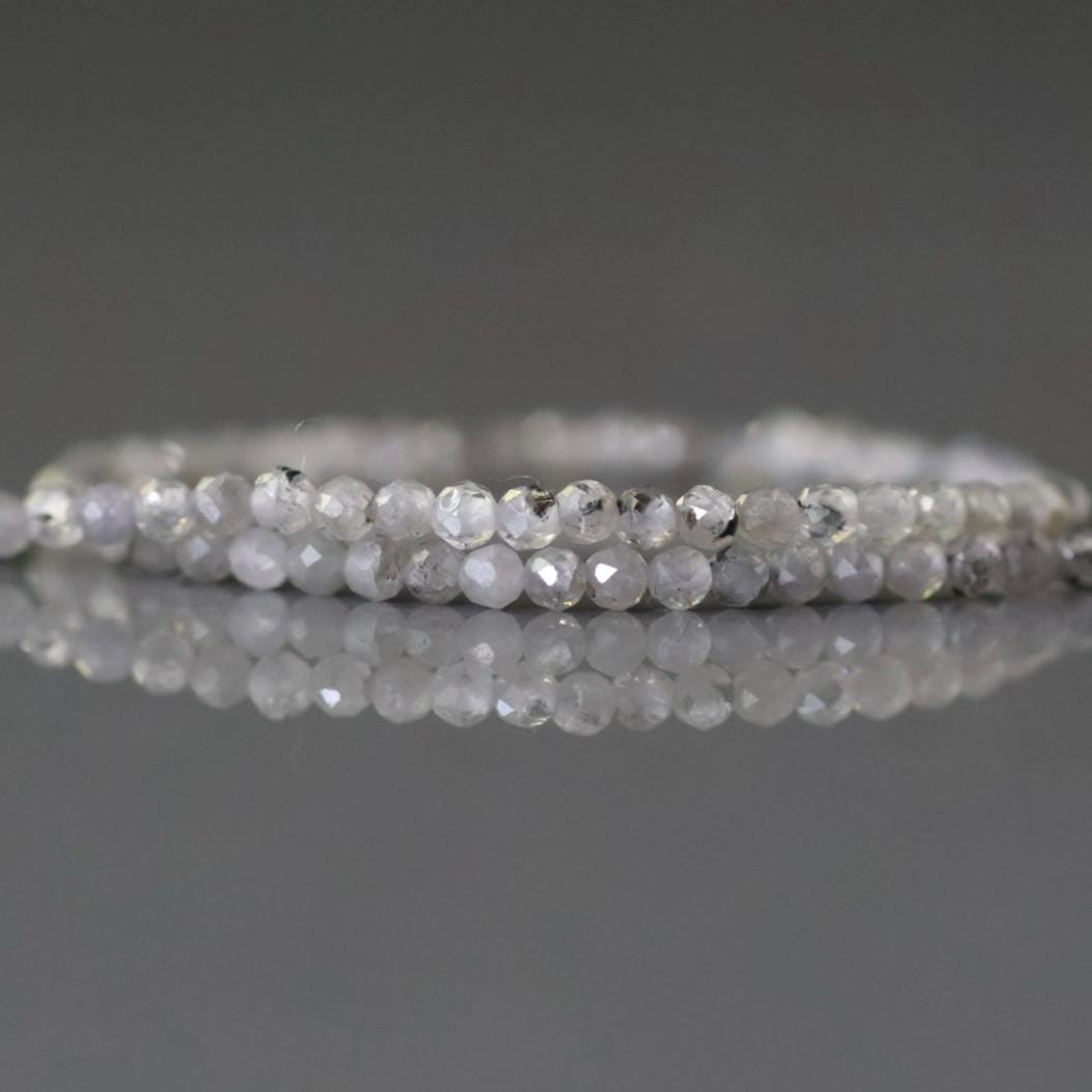 2mm Natural Gray Zircon Micro Faceted Beads Genuine Zircon From Italy 15" Transparent Sparkly Gemstone Beads for Jewelry Making