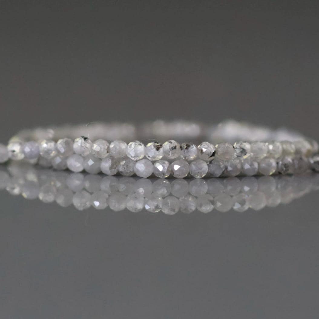 2mm Gray Zircon Beads - Tiny Faceted Round Natural Gemstone 15" Strand