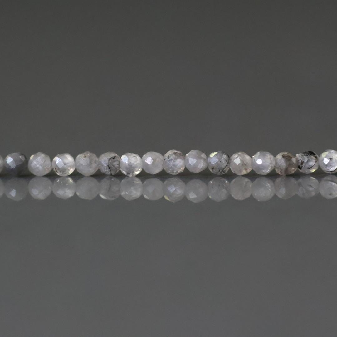 2mm Gray Zircon Beads - Tiny Faceted Round Natural Gemstone 15" Strand