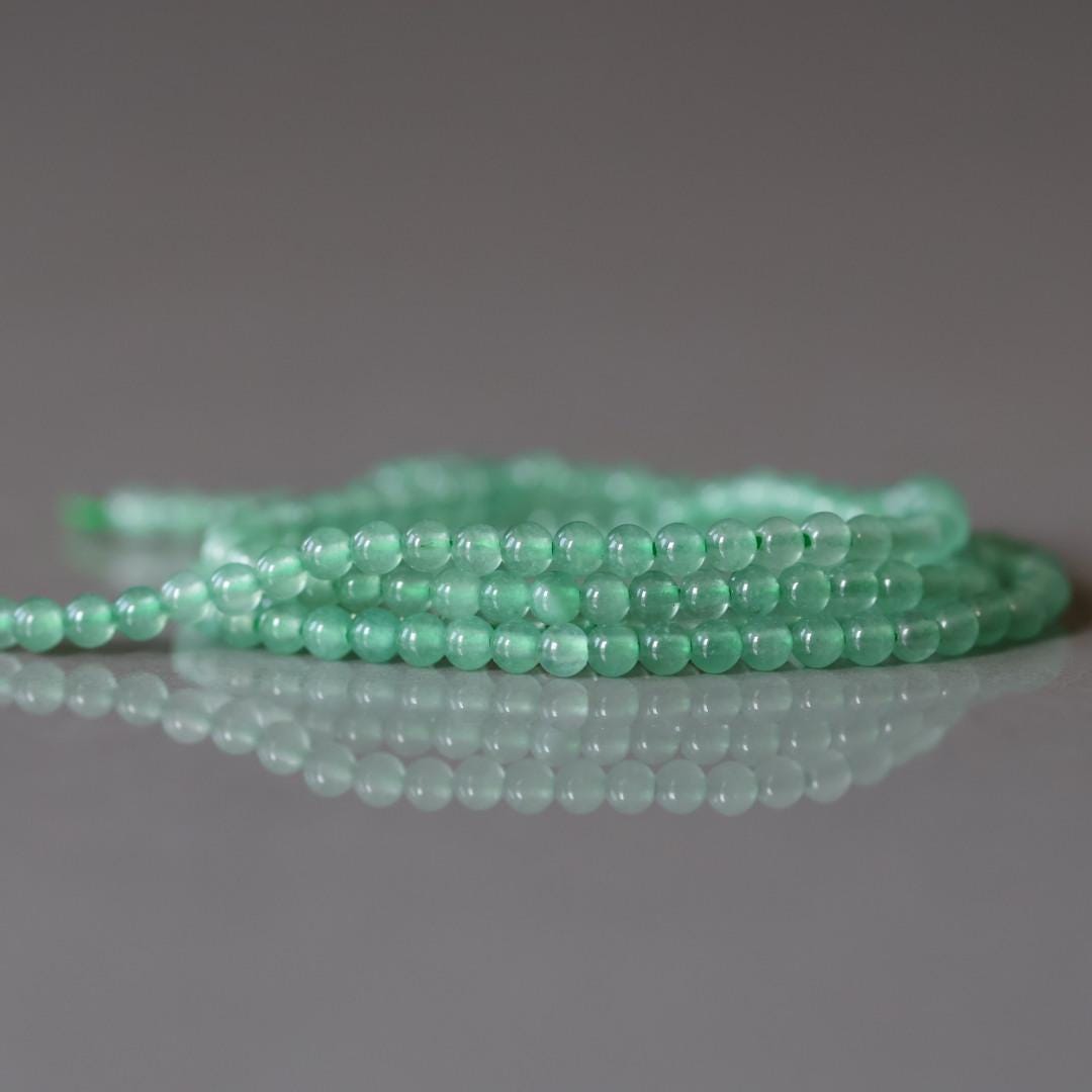 2mm Green Aventurine Beads ‚Äì Tiny Smooth Round Natural Gemstone 15" Strand