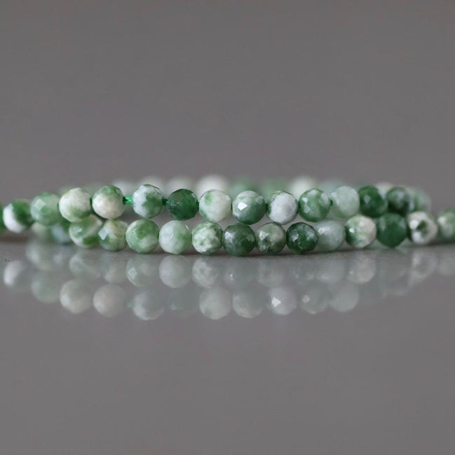 2mm Green Spot Jasper Beads Micro Faceted Genuine Small Spotted Jasper Beads 15" Gemstone Beads for Jewelry Making Beading Gift for Crafter
