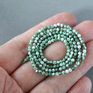 2mm Green Spot Jasper Beads Micro Faceted Genuine Small Spotted Jasper Beads 15