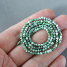 2mm Green Spot Jasper Beads ‚Äì Tiny Faceted Round Natural Gemstone 15" Strand
