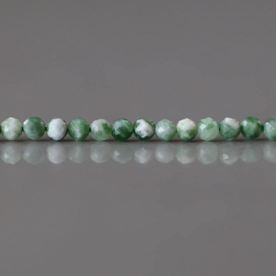 2mm Green Spot Jasper Beads ‚Äì Tiny Faceted Round Natural Gemstone 15" Strand