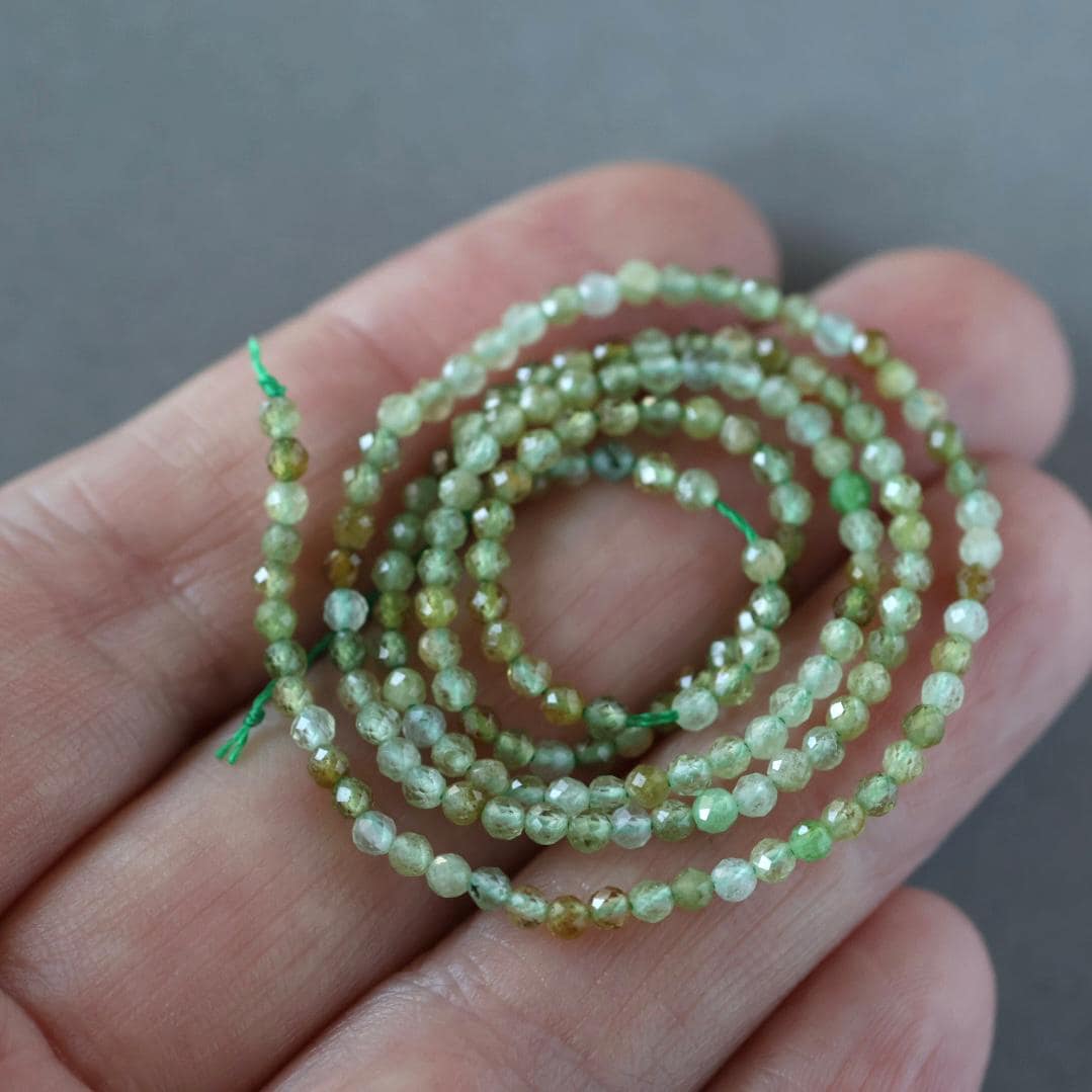 2mm AAA Grossularite Garnet Beads Micro Faceted Green Garnet Beads 15" Natural Garnet Gemstone Beads Beading Crafter Gift DIY Jewelry