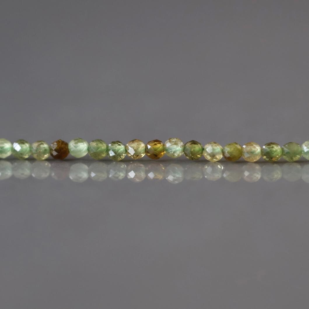 2mm Grossularite Garnet Beads – Tiny Faceted Round Natural Gemstone 15" Strand