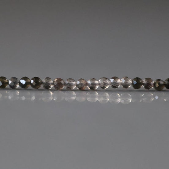 2mm Ice Obsidian Beads - Tiny Faceted Round Natural Gemstone 15" Strand