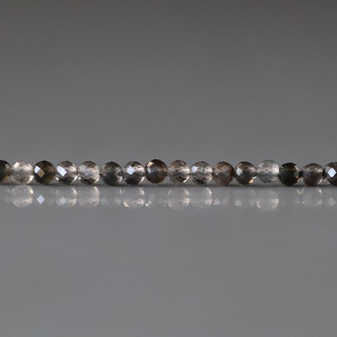 2mm Ice Obsidian Beads - Tiny Faceted Round Natural Gemstone 15" Strand