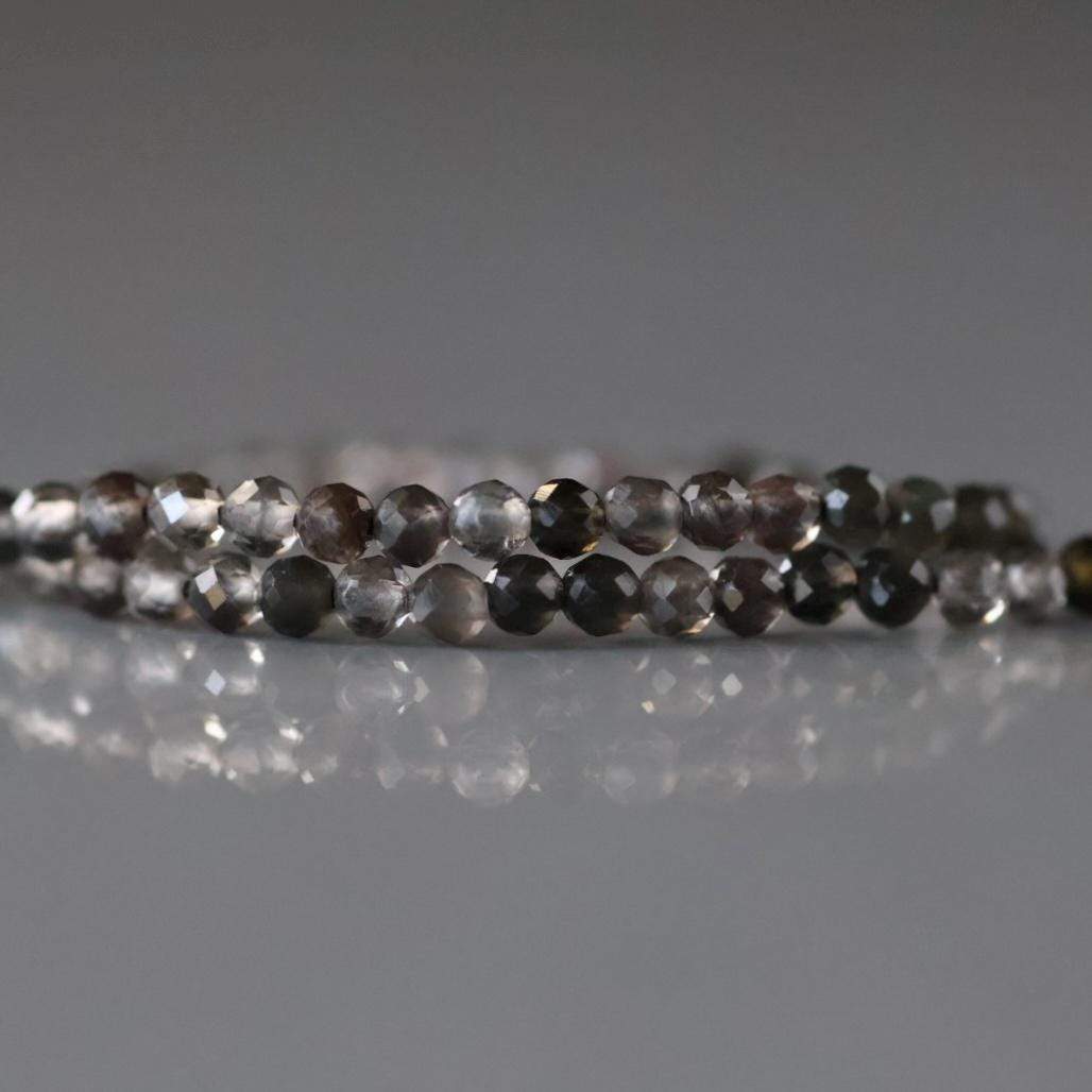 2mm Ice Obsidian Beads - Tiny Faceted Round Natural Gemstone 15" Strand