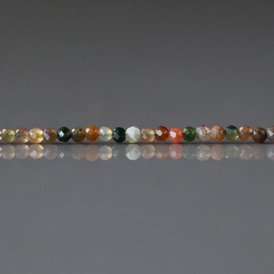 2mm Indian Agate Micro Faceted Beads Genuine Agate Colorful Beads 15" Sparkly Gemstone Beads for Jewelry Making