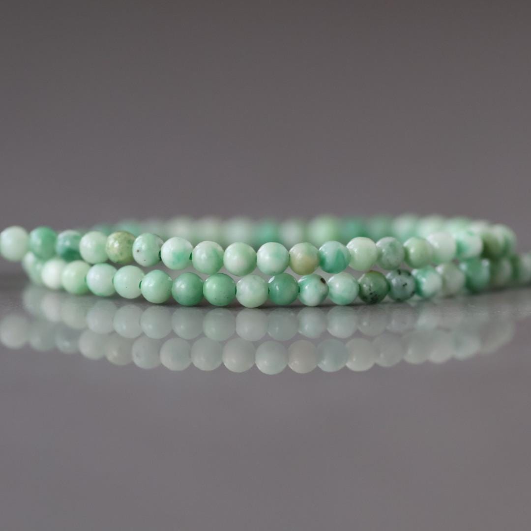 2mm Jade Beads ‚Äì Tiny Smooth Round Natural Gemstone 15" Strand