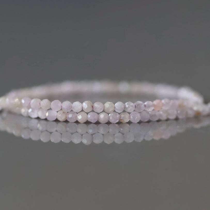 2mm Kunzite Micro Faceted Beads Genuine Lilac Kunzite Beads 15" Gemstone Beads for Jewelry Making Crafter Gift Seed Beads