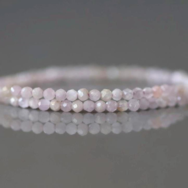 2mm Kunzite Micro Faceted Beads Genuine Lilac Kunzite Beads 15" Gemstone Beads for Jewelry Making Crafter Gift Seed Beads