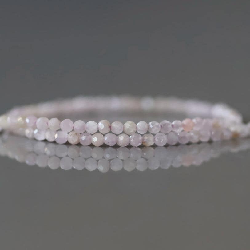2mm Kunzite Beads ‚Äì Tiny Faceted Round Natural Gemstone 15" Strand