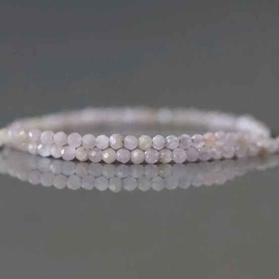 2mm Kunzite Beads ‚Äì Tiny Faceted Round Natural Gemstone 15" Strand