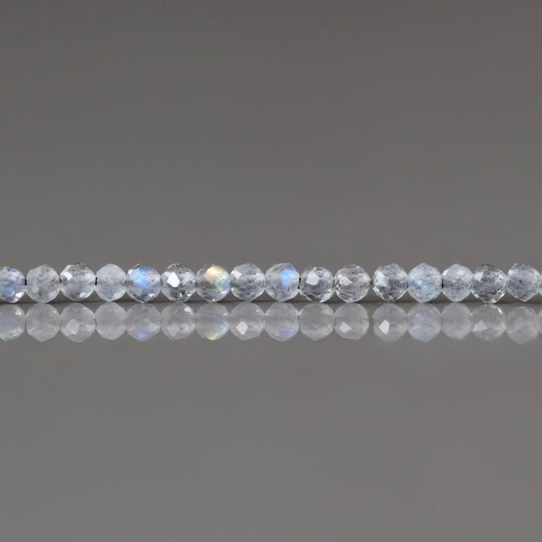 2mm AAA Labradorite Micro Faceted Beads Genuine Blue Flash Beads 15" Sparkly Gemstone Beads for DIY Jewelry Making Crafter Gift