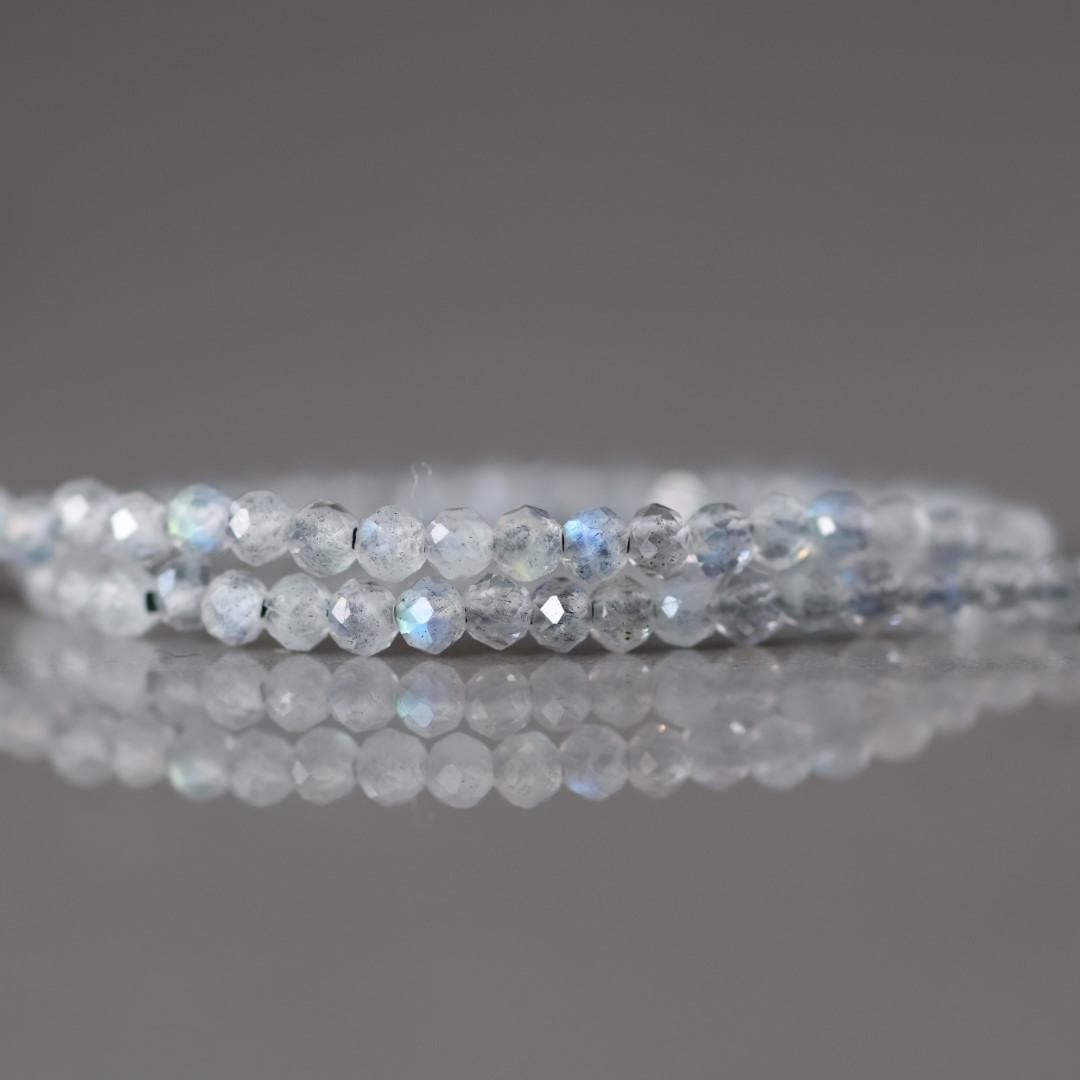 2mm Labradorite Beads ‚Äì Tiny Faceted Round Natural Gemstone 15" Strand