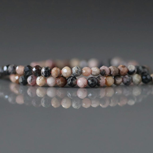 2mm Lace Rhodonite Beads Faceted 15" Tiny Genuine Gemstone Beads for Jewelry Making Beading Craft Gift Beads Self-Love Abundance