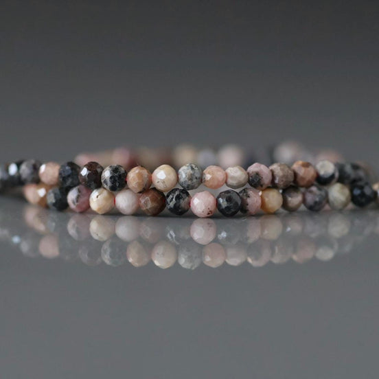 2mm Lace Rhodonite Beads Faceted 15" Tiny Genuine Gemstone Beads for Jewelry Making Beading Craft Gift Beads Self-Love Abundance