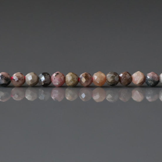 2mm Lace Rhodonite Beads Faceted 15" Tiny Genuine Gemstone Beads for Jewelry Making Beading Craft Gift Beads Self-Love Abundance