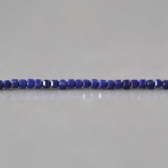 2mm Lapis Lazuli Beads – Tiny Faceted Cube Natural Gemstone 15" Strand