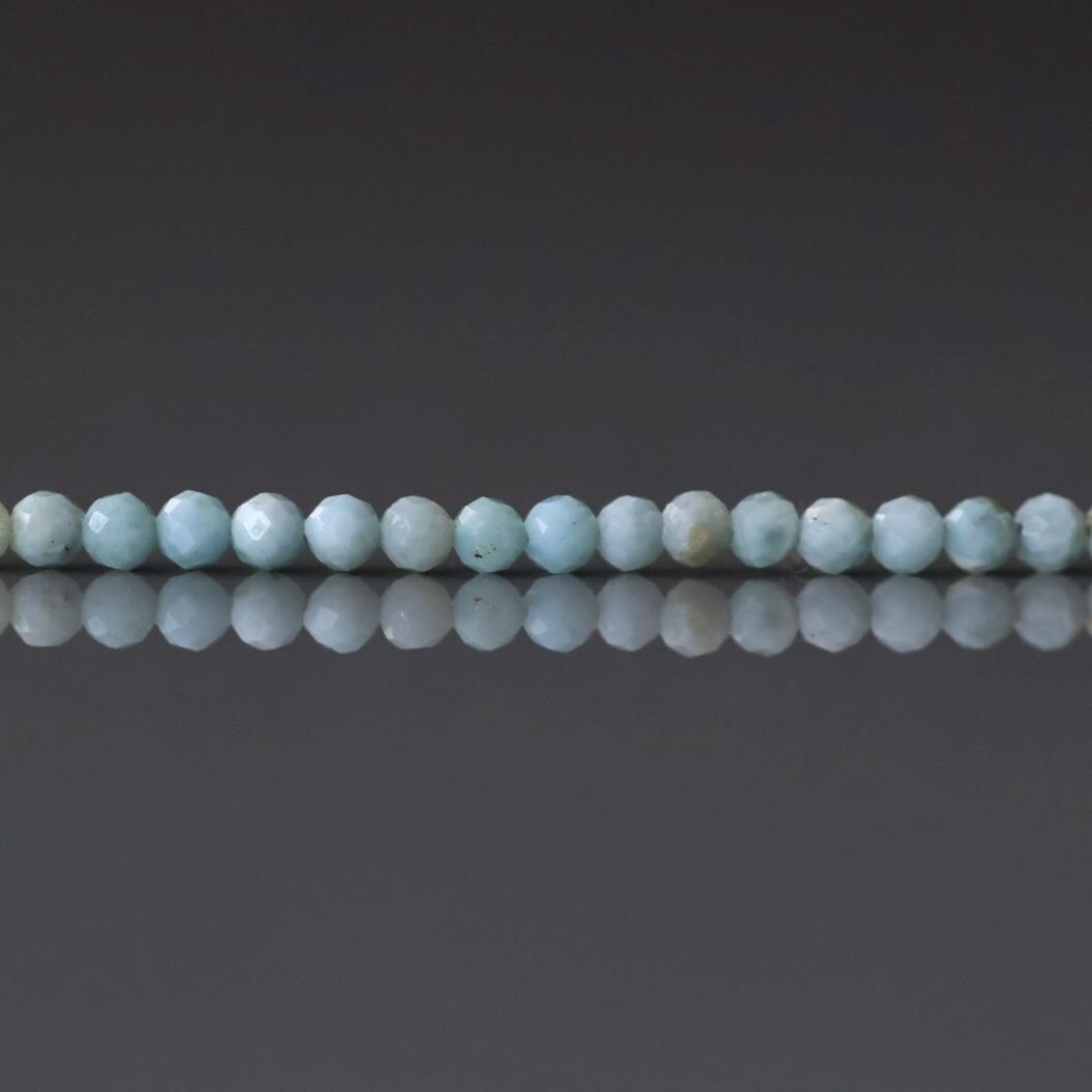 2mm Dominican Larimar Beads - Tiny Faceted Round Natural Gemstone 6.5" Strand