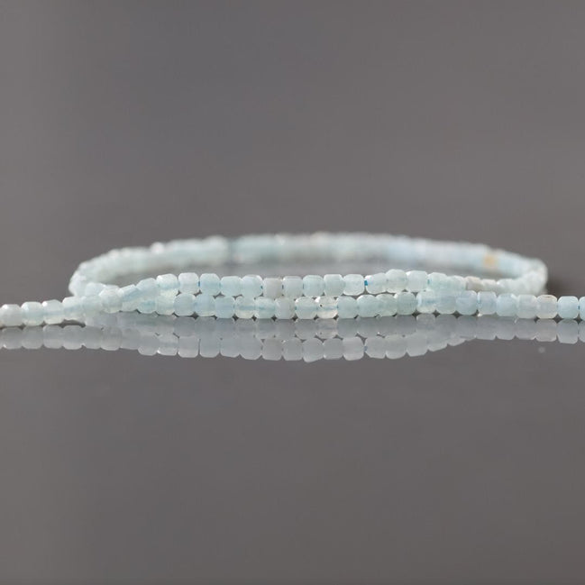 2mm Rare Light Amazonite Faceted Cube Beads 15" Pastel Blue Amazonite Genuine Gemstone Beads for Jewelry Making Beading Craft Gift Beads