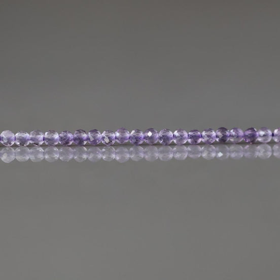 2mm Light Amethyst Beads – Tiny Faceted Round Natural Gemstone 15" Strand