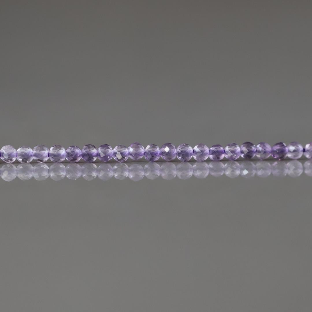 2mm Light Amethyst Beads ‚Äì Tiny Faceted Round Natural Gemstone 15" Strand