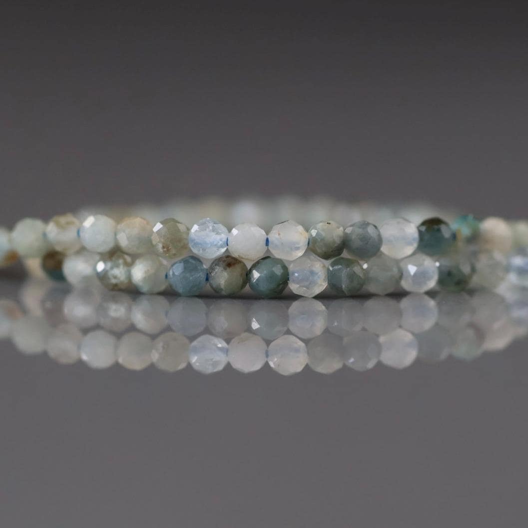 2mm Light Blue Tourmaline Beads – Tiny Faceted Round Natural Gemstone 15" Strand