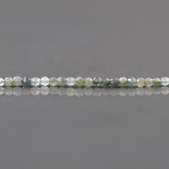 2mm Light Blue Tourmaline Beads – Tiny Faceted Round Natural Gemstone 15" Strand