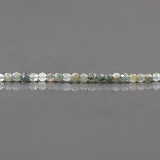 2mm Light Blue Tourmaline Beads – Tiny Faceted Round Natural Gemstone 15" Strand