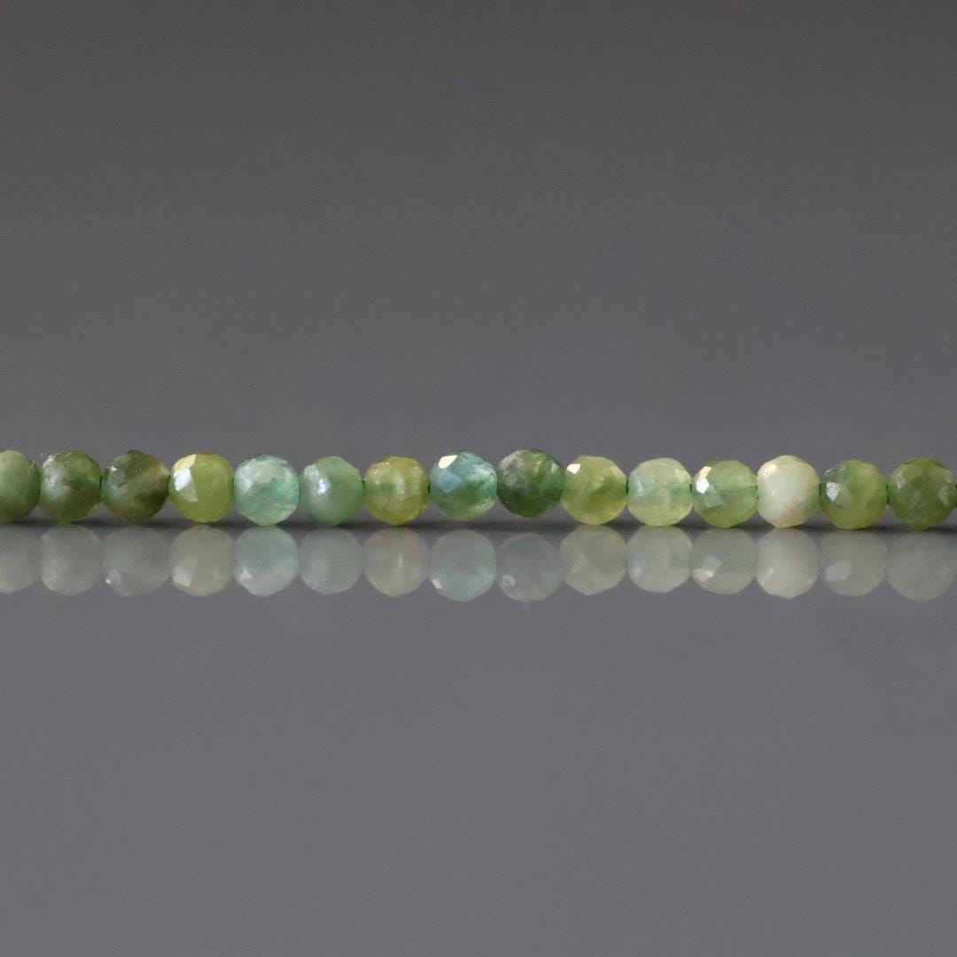 2mm Green Tourmaline Micro Faceted Beads 15" Light Green Sparkly Gemstone Beads for Jewelry Making Beading Gift Crafter October Birthstone