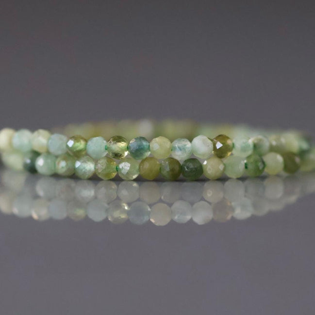 2mm Green Tourmaline Micro Faceted Beads 15" Light Green Sparkly Gemstone Beads for Jewelry Making Beading Gift Crafter October Birthstone