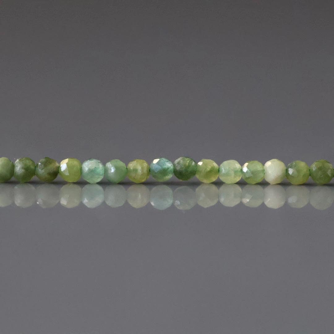 2mm Light Green Tourmaline Beads - Tiny Faceted Round Natural Gemstone 15" Strand