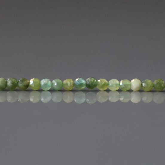 2mm Light Green Tourmaline Beads - Tiny Faceted Round Natural Gemstone 15" Strand