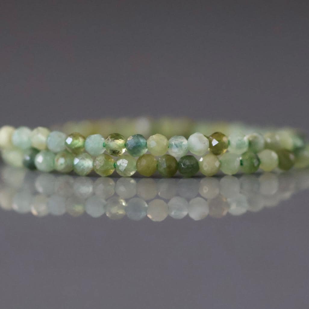 2mm Light Green Tourmaline Beads - Tiny Faceted Round Natural Gemstone 15" Strand