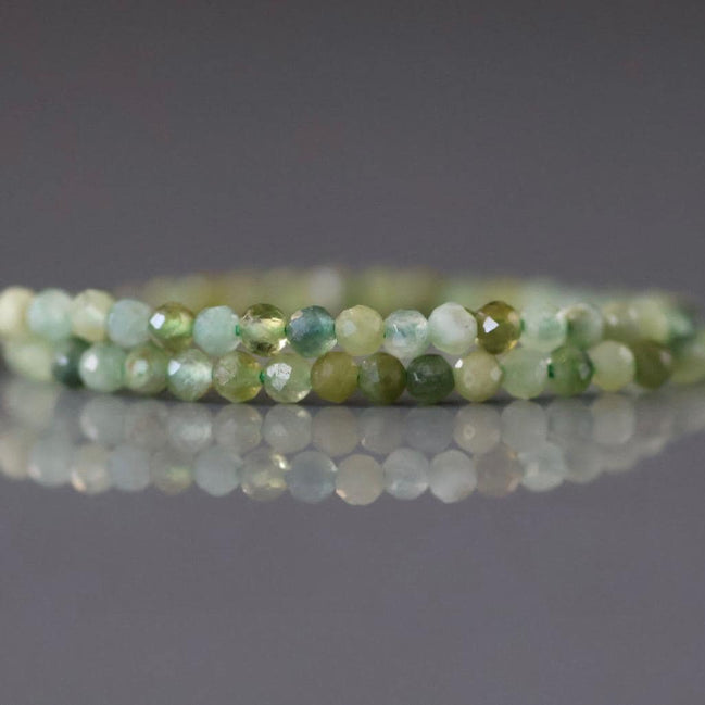 2mm Light Green Tourmaline Beads - Tiny Faceted Round Natural Gemstone 15" Strand