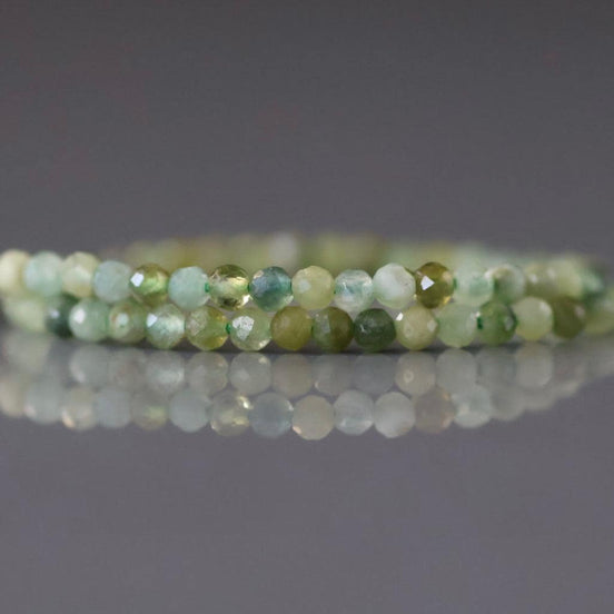 2mm Light Green Tourmaline Beads - Tiny Faceted Round Natural Gemstone 15" Strand