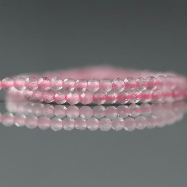 2mm Madagascar Rose Quartz Faceted Beads 15" Bright Pink Genuine Gemstone Beads for Jewelry Making Beading Craft Gift Beads