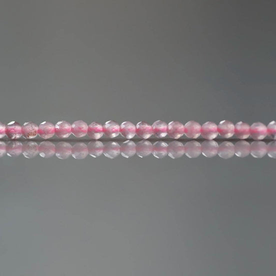 2mm Madagascar Rose Quartz Beads – Tiny Faceted Round Natural Gemstone 15" Strand