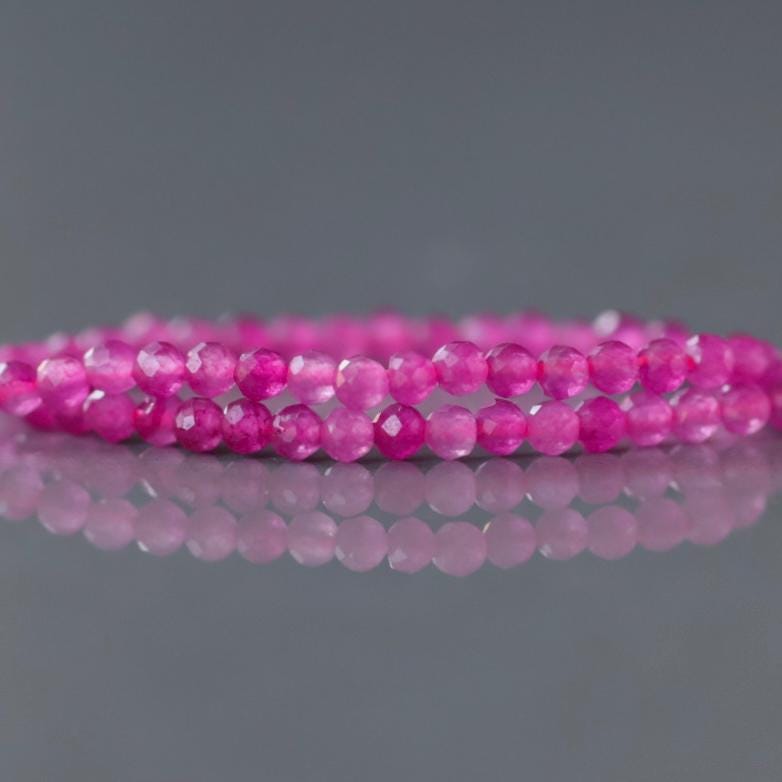 2mm Magenta Quartz Meads Micro Faceted Seed Beads Genuine Hot Pink Quartz Beads 15" Sparkly Gemstone Beads for Jewelry Making Tiny Beads