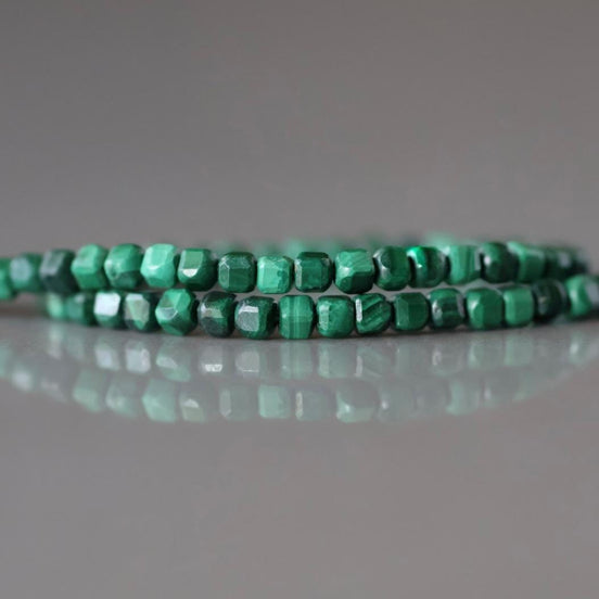 2mm Malachite Beads Cube Faceted 15" Vivid Green Malachite Gemstone Beads for Jewelry Making Beading Gift Crafter