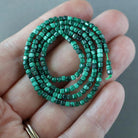 2mm Malachite Beads ‚Äì Tiny Faceted Cube Natural Gemstone 15" Strand