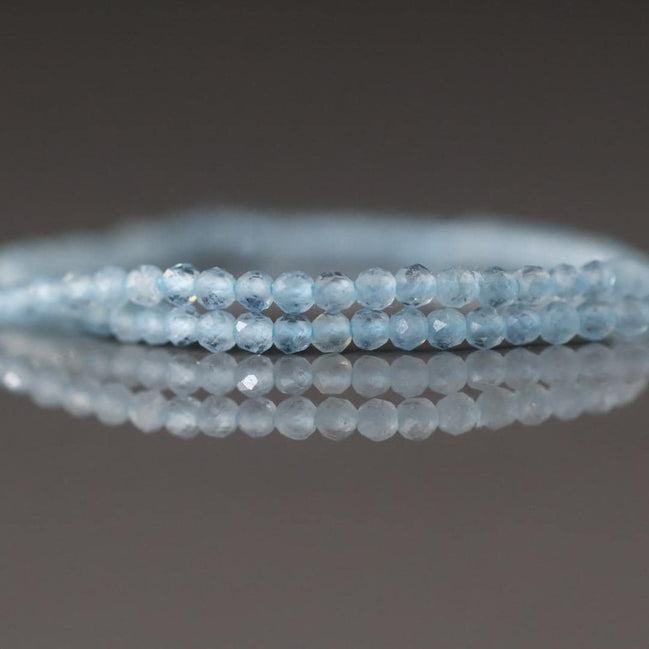 2mm AAA Milky Aquamarine Beads Micro Faceted 13" Raw Genuine Gemstone Beads for Jewelry Making Beading Craft Gift Beads March Birthstone